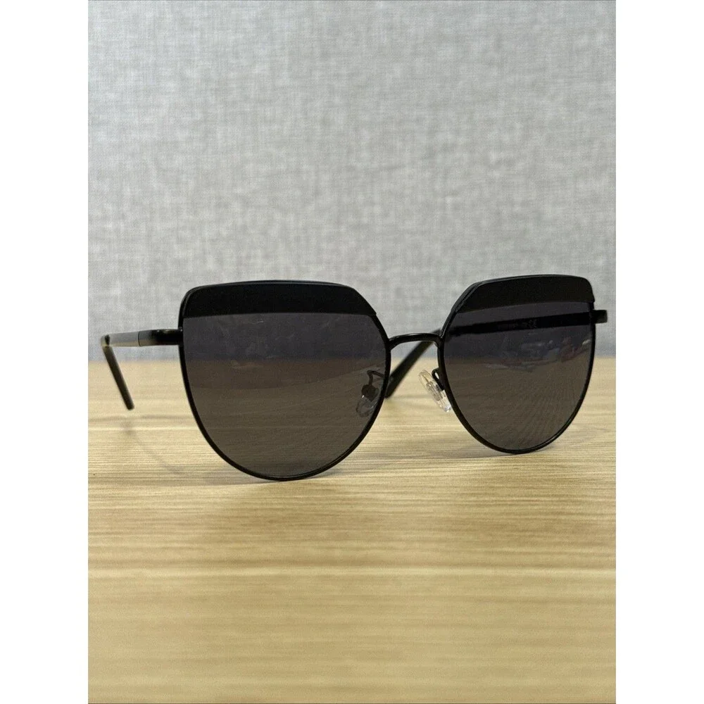 Steve Madden 37038FSM001 Black Flat Top Cat Eye Metal Frame Sunglasses Women